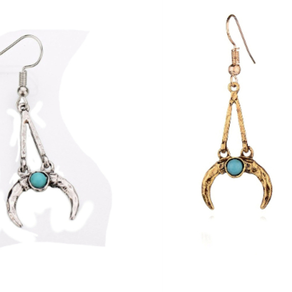 2 Pair Set. Moon Drop Earrings Gold and Silver 15